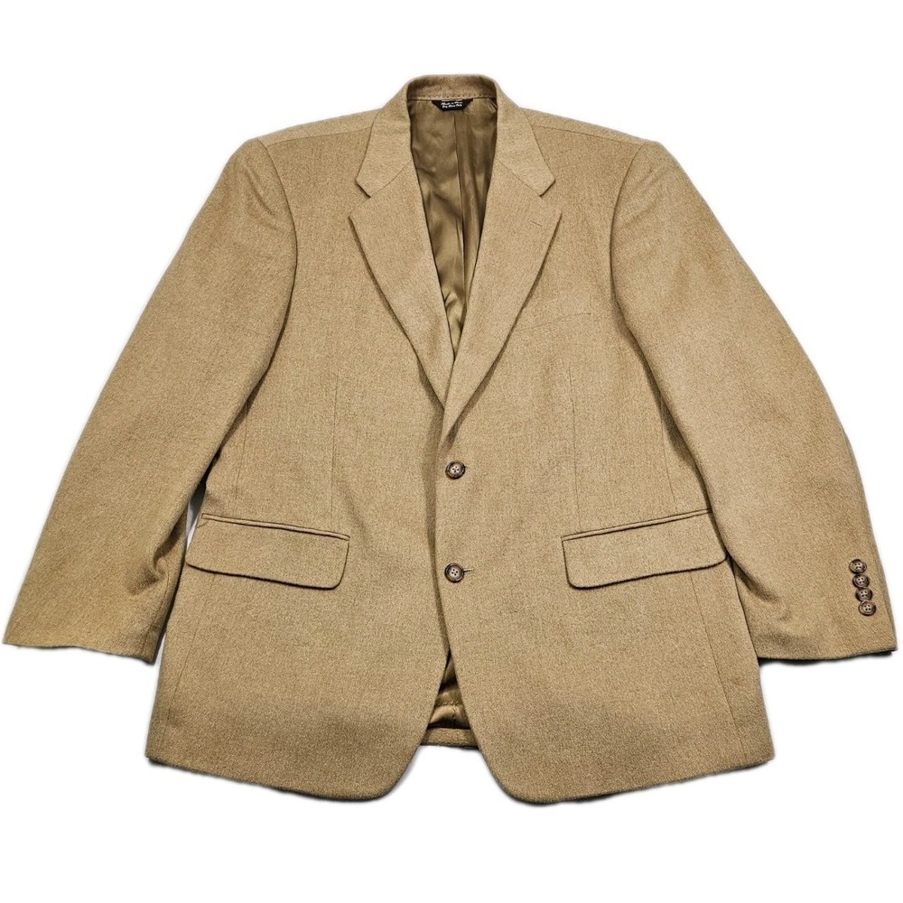 Bill Blass 100% Camel Hair Blazer Mens 42R Beige 2 Button Sport Coat Jacket READ